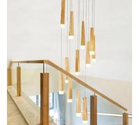Yaaxinb High Ceiling Staircase Chandelier Duplex Building Villa Chandelier Creative Apartment Pendant Light Spiral Stairs Long Chandelier,Yellow,16lights