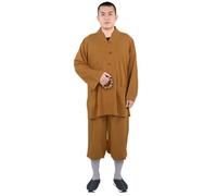 Yaaxinb Unisex Traditional Buddhist Monk Costume Summer Loose Comfortable Zen Meditation Suit