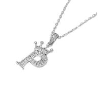 YAAYI Gold Crown Initial Necklace A-Z Letter Pendant - Cubic Zirconia Alphabet Jewelry for Women & Girls, Shiny Personalized Collares Gift (NL-P)