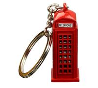 YAAYI London Souvenir Keychain Set - Red Telephone Booth, Double Decker Bus & Post Box Keyring, UK Travel Gift, Backpack Pendant, British Style Keychain Accessories (Telephone booth)