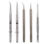 Yababa Precision Tweezers Set, 5 Pcs Stainless Steel, Anti-Static, ESD, Long, Medium, Short, Pointed, Flat, Ideal for Electronics, Jewelry, Craft, Soldering, Hobby, Watches, Car Repair