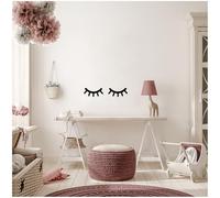 yabaduu Set of 2 Eyelashes Stickers 25 x 12 cm Per Eyelash Wall Sticker Decoration for Children's Room Baby Room Self-Adhesive Sticker for Wall Furniture Y053 (Black)