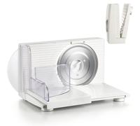 Yabano Foldable Electric Food Slicer 150W, White | Compact Bread, Cheese & Meat Slicer, 17 cm Stainless Steel Serrated Blade, 0-15 mm Adjustable Thickness, Dual Safety Switch