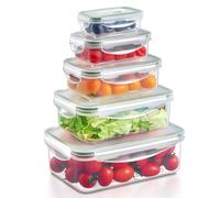 Yabano Food Storage Containers with Lid, 5 Pieces BPA-Free Plastic Fridge/Freezer Containers for Kitchen Storage and Organization, Leak Proof, Stackable Meal Prep Container