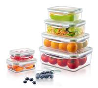 Yabano Food Storage Containers with Lids, Airtight 7 Pieces Lunch Box - Leakproof Meal-Prep Containers for Kitchen Storage Reusable Plastic Microwave/Dishwasher Safe, BPA-Free