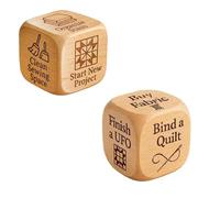 Yabauuop 2 Pieces Quilter's Dice - 6 Sided Handmade Wooden Quilter’s Decision Dice, Creative Sewing Decision Dices, Engraved Decisions Dices Sewing With Engraved Quilting Tasks For Quilters, Sewists