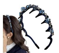 Yabauuop Braid Headband - Elegant Braid Rhinestones Headbands with Teeth - Fashion Hair Hoop Elegant Head Bands for Daily Gym Travel Summer Music Festivals Party Holiday
