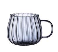 Yabauuop Glass Pumpkin Cups Transparent Mug Pumpkin Shape Mugs Coffee Clear Drinking Cup with Handle Glass Water Cup Tea Milk Mug 400ml