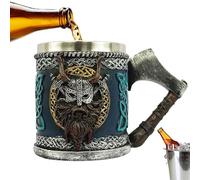 Yabauuop Gothic Beer Mug-Stainless Steel Horn Skull Beer Cup|vik-ing Beer Mug | Vik-ing Drinking Mug| Vik-ing Skull Mug Tankard | Rune Mug |Medieval Beer Stein Mug for Coffee/Beverage/Juice