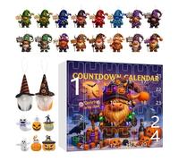 Yabauuop Halloween Advent Gnome Pendant Calendar - 24-Day Gnome Ornament Halloween Countdown Calendar - 2D Acrylic 3D Resin Decoration Keepsake for Kids Boys Girls Adults Wall Mantel Tree