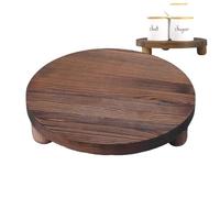Yabauuop Wood Risers For Decor- Rustic Round Wooden Pedestal Stand Tray For Display Farmhouse Table Decorative Risers , Wooden Round Tray With Feet For Dessert Candle Cake Plant