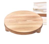 Yabauuop Wood Risers For Decor- Rustic Round Wooden Pedestal Stand Tray For Display Farmhouse Table Decorative Risers , Wooden Round Tray With Feet For Dessert Candle Cake Plant