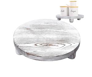 Yabauuop Wood Risers For Decor- Rustic Round Wooden Pedestal Stand Tray For Display Farmhouse Table Decorative Risers , Wooden Round Tray With Feet For Dessert Candle Cake Plant