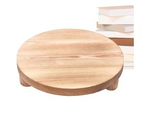 Yabauuop Wood Risers For Decor- Rustic Round Wooden Pedestal Stand Tray For Display Farmhouse Table Decorative Risers , Wooden Round Tray With Feet For Dessert Candle Cake Plant