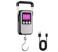 Yabdbg Fish Scale, 132 lb/60 kg, Luggage Scale, Hanging Scale, Fishing Scales with Illuminated LCD Display, Digital Suitcase Scales with Large Handle, Postal Scale, Stainless Steel Panel, Rechargeable