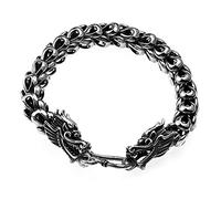 YABEME Dragon Bracelet for Men, 925 Sterling Silver Nordic Viking Curb Chain S Buckle Cuff Bangle, Celtic Pagan Amulet Jewelry Gift,22cm