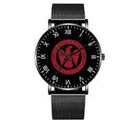 YABEME Vintage Raven Stainless Steel Watch, Norse Mythology Men's Rune Quartz Wristwatch, Adjustable Strap Waterproof Analogue Dial,Black