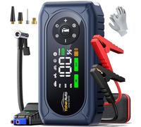 YaberAuto Jump Starter Power Pack 6500A with Air Compressor 150PSI, Car Battery Booster Jump Starter for 9L Gas/8L Diesel, Car Starter Power Bank with Jump leads, Insulated Gloves, 800 Lumens