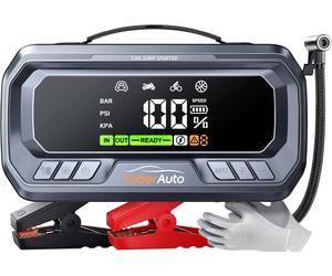 YaberAuto YA90 Starter Battery with Compressor 160PSI 6500A External Battery 6500A PD Input/Output for Car with 3.3" LCD Display, Emergency Light 600 Lumens, Jump Start Function