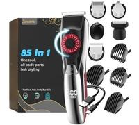 YABIFE Men's Beard Trimmer - 3 Attachments, 40 Length Settings, Waterproof, 240 Minutes Battery Life - Beard & Moustache Trimmer for Men & Women, Face & Body - Red