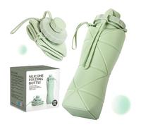 Yabonie Collapsible Water Bottles, Foldable Silicone Water Bottle 600ml, Lightweight Folding Water Bottle Reusable Leakproof for Camping Hiking Cycling Travel Yoga Sports Outdoor (Green)