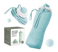Yabonie Collapsible Water Bottles, Foldable Silicone Water Bottle 600ml, Lightweight Folding Water Bottle Reusable Leakproof for Camping Hiking Cycling Travel Yoga Sports Outdoor (Blue)