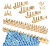 Yabound 63" Chunky Knitting Blanket Loom, 6PCS Thick Wooden Chunky Blanket Loom for Chunky Yarn, Adjustable Size Beginner-Friendly Yarn Craft Weaving Tools, for Home Decor Craft Studio