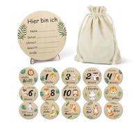 Yabound Wooden Milestone Cards Baby, Milestone Cards for Pregnancy, 15 Milestones on Elegant Wooden Discs, Gifts for Birth for Pregnant Women, Expectant Mothers, Expectant Parents