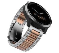 YABZOZ Metal Strap Compatible with Garmin Venu 2 / Venu 3 / Vivoactive 4 / Forerunner 255 / Forerunner 255 music 46mm Stainless Steel Classy Replacement Strap (Silver/Rose Gold)