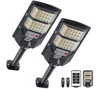 YACAISI Solar Street Lights Outdoor, 3000K Solar Parking Warm Light, LED Dusk to Dawn Flood Waterproof Powered Yellow Lighting with Motion Senso Security Lights for Garden Yard Pathway