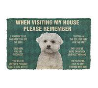 YACANNA Door Mat Indoor Door Mat Entrance Washable Doormat 3D Please Remember Maltese Dog's House Rules Doormat Non Slip Door Floor Mats Decor Doormat (50x80cm)