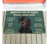 YACANNA Door Mat Indoor Outdoor Door Mat Entrance Washable Doormat 3D Please Remember Dachshunds Dog'S House Rules Doormat Non Slip Door Floor Mats Decor 45x75cm