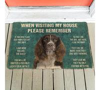 YACANNA Door Mat Indoor Outdoor Door Mat Entrance Washable Doormat 3D Please Remember English Springer Spaniel Dogs House Rules Doormat Non Slip Door Floor Mats Decor 50x80cm