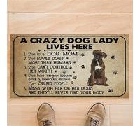 YACANNA Door Mat Indoor Outdoor Door Mat Entrance Washable Doormat Boxer A Crazy Dog Lady Lives Here Doormat 60x90cm