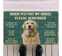 YACANNA Door Mat Indoor Outdoor Door Mat Entrance Washable Doormat Please Remember Golden Retriever Dogs House Rules Doormat Decor Print Doormat for Bedroom Porch 60x90cm