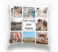 Yacheng Custom Cushion Cover, Personalized Design Double-Sided Printed Pillowcase, Add Your Photos, Text, Special Commemorative Gift For Wedding, Birthday, Valentine'S Day (9 Pictures, 14x14)