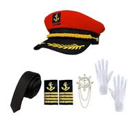 Yacht Captain Costume Set - Size, Sailor Outfit Accessories, Adjustable Hat Scarf Sunglasses Cosplay Props | Nautical Party Dress Up For Men Women Themed Celebration Event Limited Gift Edition