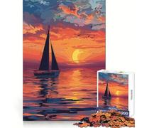 Yacht Ocean Sunset Jigsaw Puzzles 1000 Piece for Teenagers Mind Challenge Relaxed Leisure Seamless Fit Fine Xmas Gift (50x75cm)