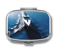 Yacht Pill Box for Pocket Square Pill Box 2 Compartment Decorative Portable Travel Pill Holder Tablet Vitamin Organizer Mini Pill Case