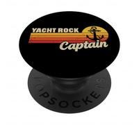 Yacht Rock Captain Pontoon Boat Music Retro Boating PopSockets Adhesive PopGrip