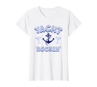 Yacht Rock Party, Anchor and Martini Graphic Value Graphic T-Shirt, Women, White, S