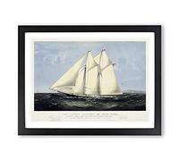 Yacht Sappho Of New York Vintage Framed Wall Art Print, Ready to Hang Picture for Living Room Bedroom Home Office Décor, Black A2 (64 x 46 cm)