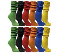 Yacht & Smith 12 Pairs Womens Scrunched Slouch Socks, Cotton Boot Socks Bulk Pack, 12 Pairs Assorted, One size