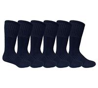 Yacht & Smith 6 Pairs Of Mens Military Grade Thick Padded Terry Lined Cotton Socks, Ribbed, Dry Wicking, Heavy Duty Crew Sock, 6 Pair Black, One Size