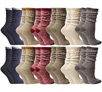 Yacht & Smith 6 Pairs Womens Scrunched Slouch Socks, Cotton Boot Socks Bulk Pack, 12 Pairs - Bold Basics, One size