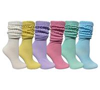 YACHT & SMITH 6 Pairs Yacht & Smith Scrunch Socks for women Cotton Slouch Sock, Woman Knee High Boot Sock, 6 Pairs Assorted Pastel (Crew)