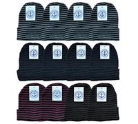 Yacht & Smith Winter Beanies Wholesale Bulk Cold Weather Unisex Hat (One Size Fits All), 12 Pack Adults Stripe, One Size