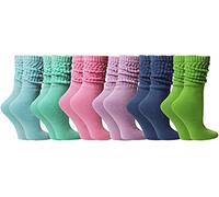 Yacht & Smith Womens Cotton Slouch Socks, Bulk Crew Boot Socks (6 Pairs), Nature Colors, One Size
