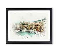 Yachts In Monte Carlo Monaco In Abstract Modern Art Framed Print | A3 Black Framed Wall Art | Ready to Hang | Abstract Fantasy Picture | Living Room Bedroom Lounge Office