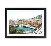 Yachts in Monte Carlo Monaco Painting Framed Print | A2 Black Framed Wall Art | Ready to Hang | Modern Historical Picture | Living Room Bedroom Lounge Office